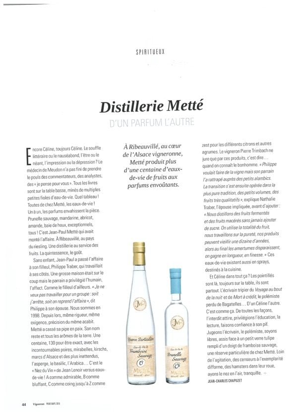 Article - Distillerie Metté